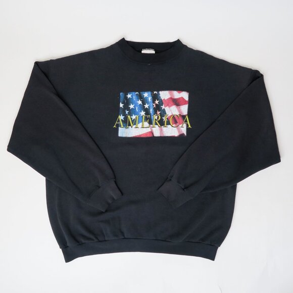 Vintage 90s Tultex American Flag Sweatshirt - Picture 5 of 8